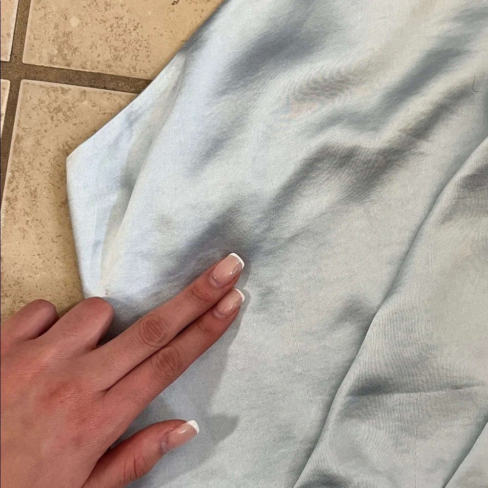 Baby Blue satin one shoulder open back long gown S wedding guest gala formal - Picture 11 of 15